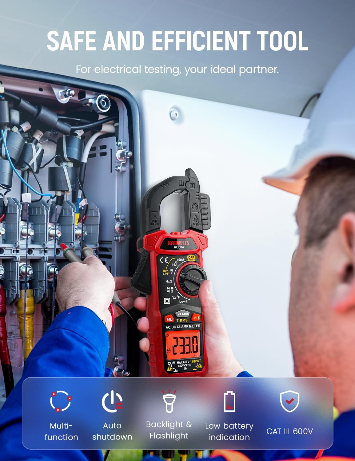 Digital Clamp Meter Multimeter with D-Shaped Jaw G170