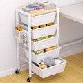 Rolling Storage Cart with 5 Plastic Drawers and Wooden Tabletop S91056