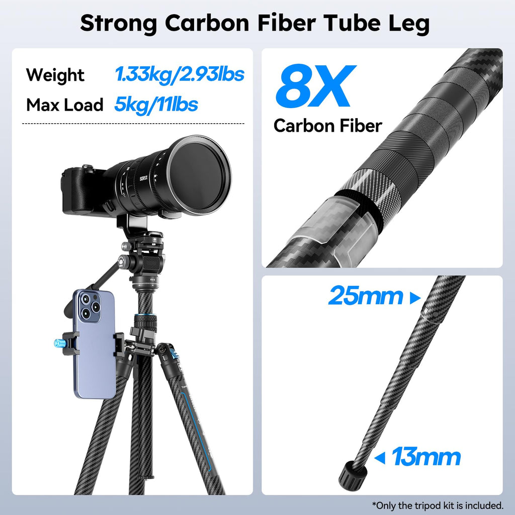 Carbon Fiber Camera Tripod with Fluid Head B994