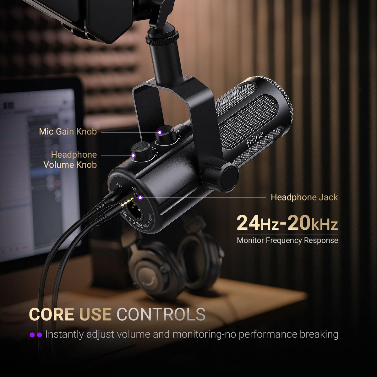 Dynamic Microphone with Boom Arm Kit, XLR/USB Podcast Mic and Stand Bundle with Mute Button H98199