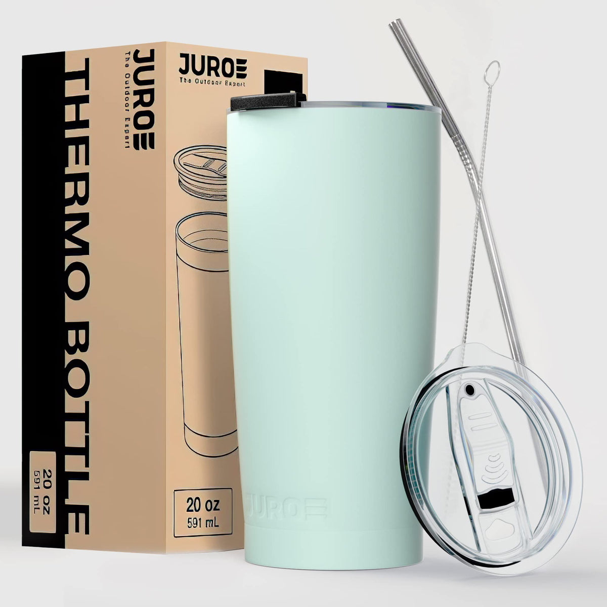 20 oz Stainless Steel Vacuum Insulated Tumbler with Lid and Straw A4984