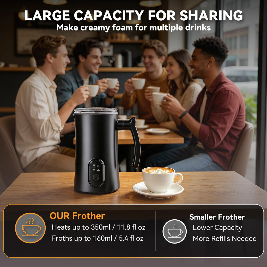 4-in-1 Electric Milk Frother and Steamer Black P982698