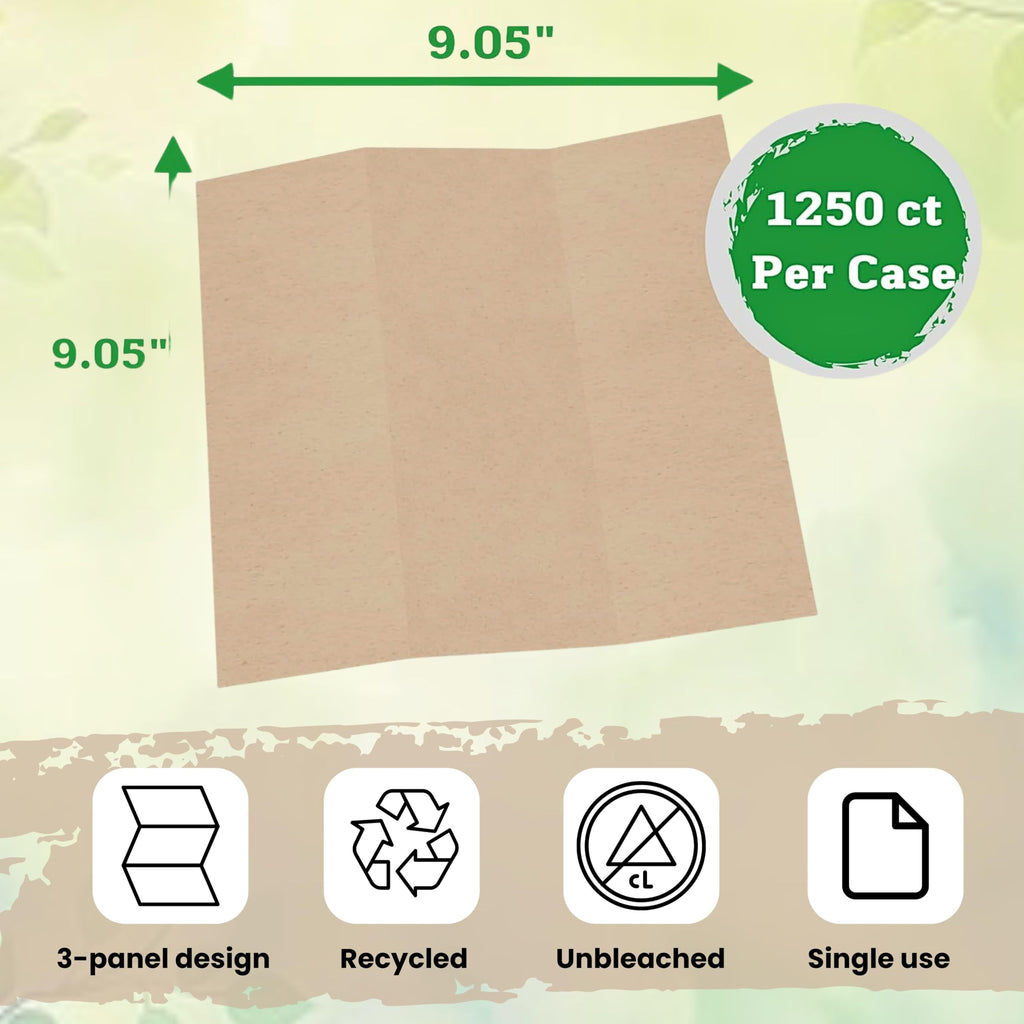 Brown Organic Unbleached Z-Fold Paper Towels 1250ct E70270