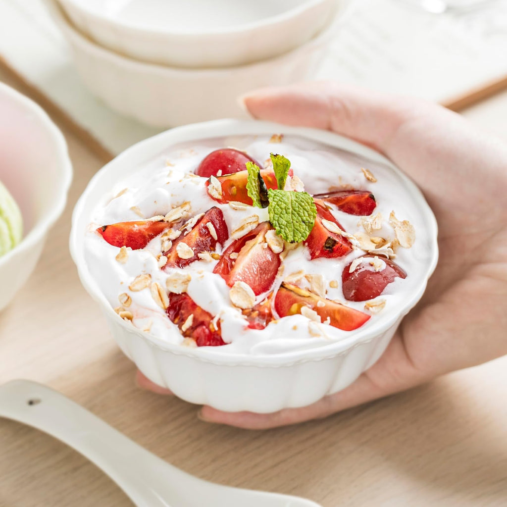 White Ceramic Soup Bowls Set of 4 S6447