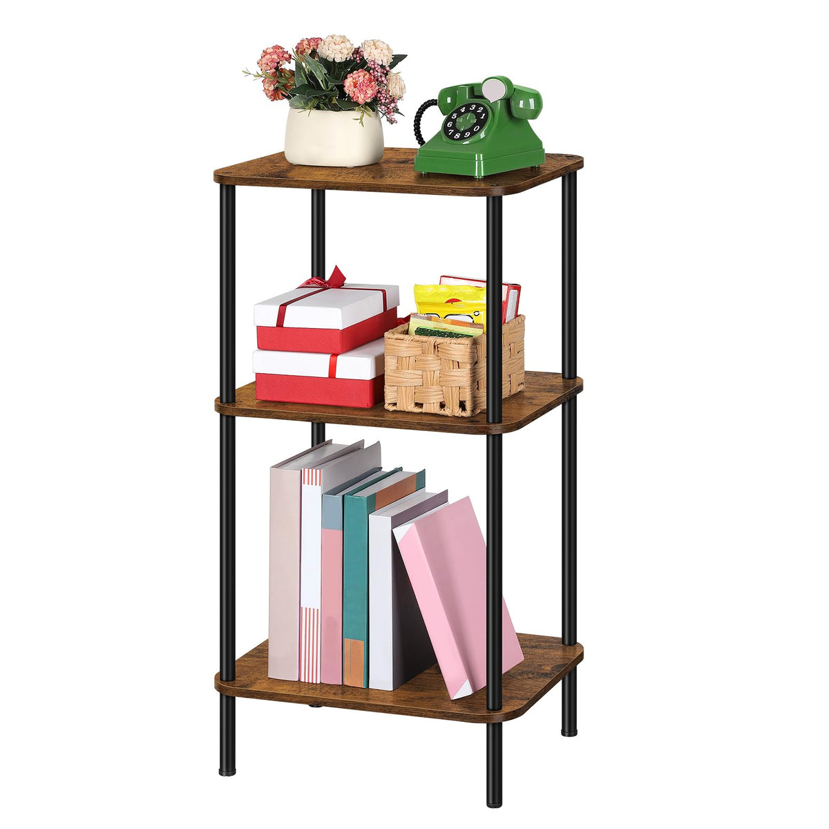 3 Tier Rustic Brown End Table J4895