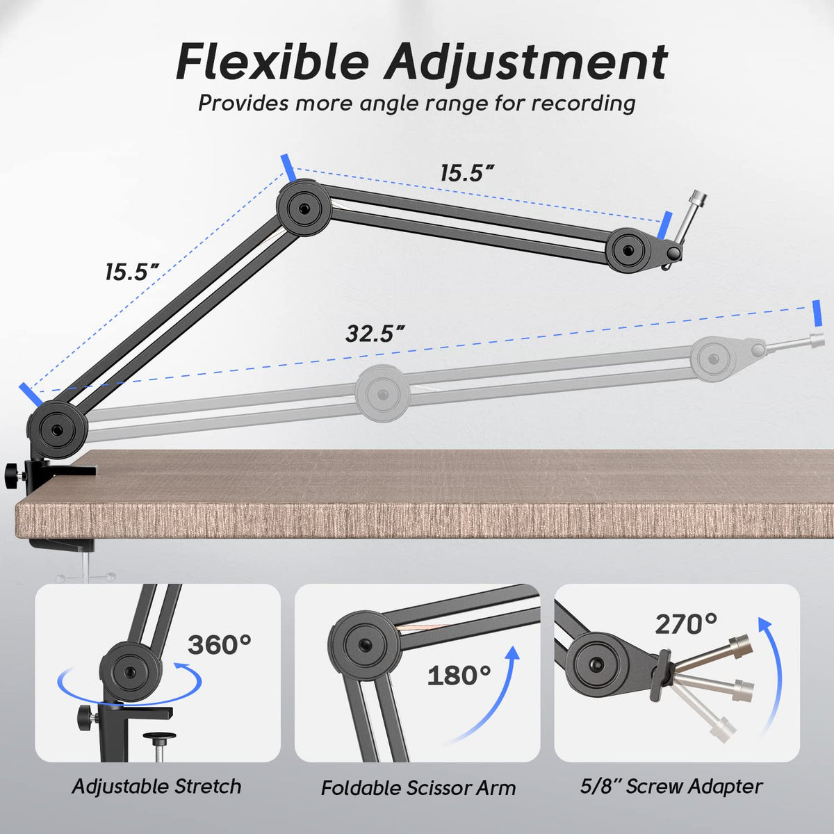 Dynamic Microphone with Boom Arm Kit, XLR/USB Podcast Mic and Stand Bundle with Mute Button H98199