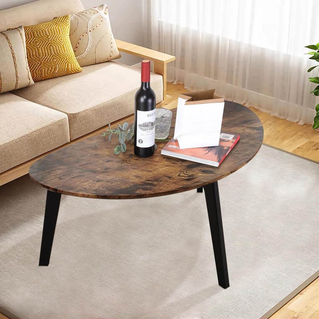 Oval Espresso Wood Coffee Table J375