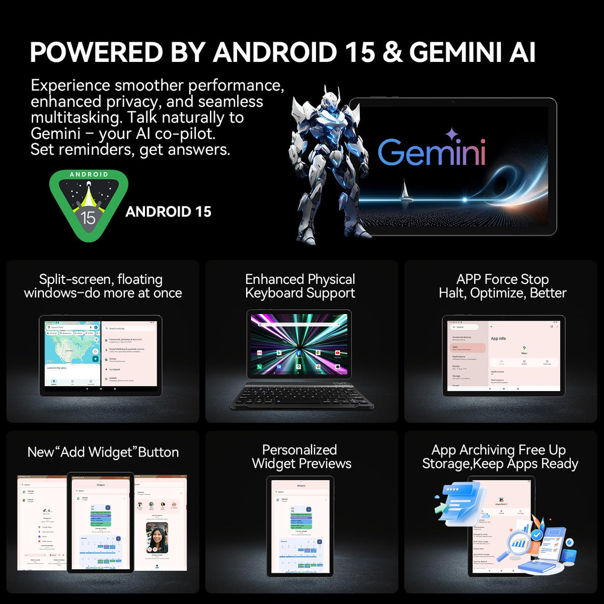 10.1 inch Android 15 Tablet Octa-Core 16GB RAM 64GB ROM W94086