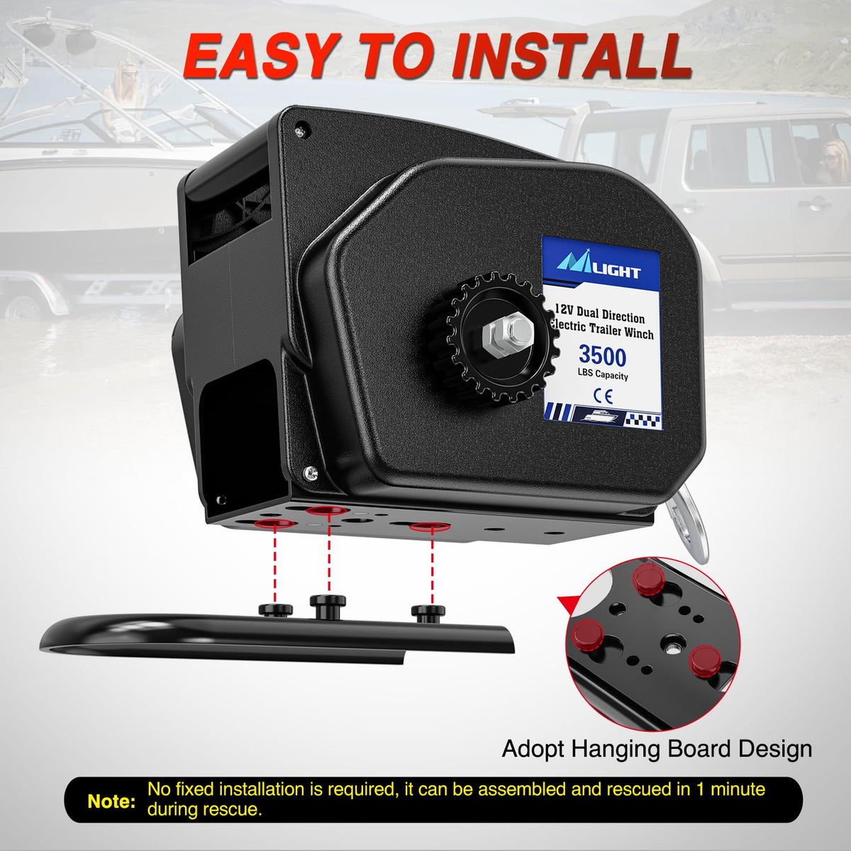 3500 lbs Portable Electric Boat Trailer Winch T41926