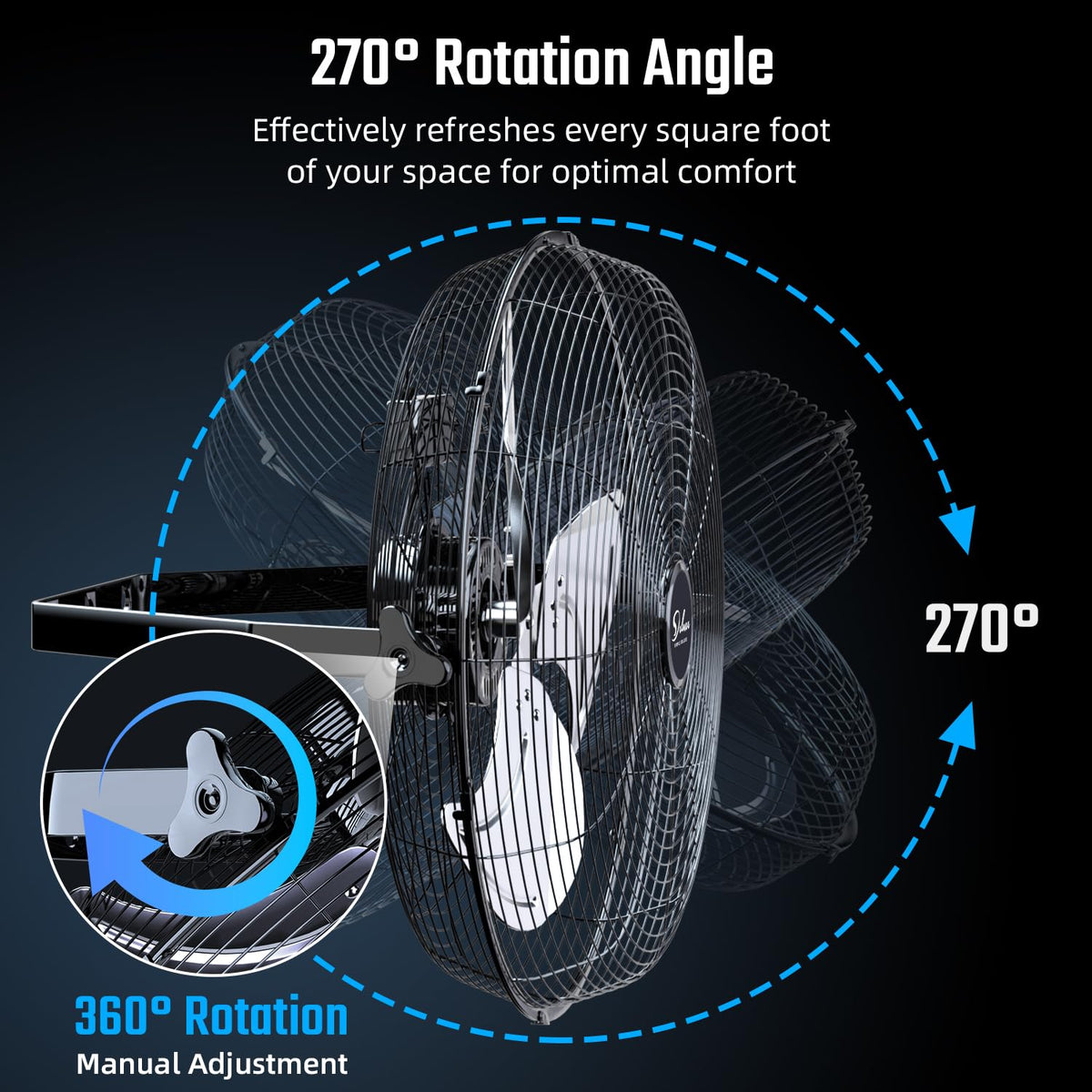 20 Inch 3 Speed Black Wall-Mount Fan N932610