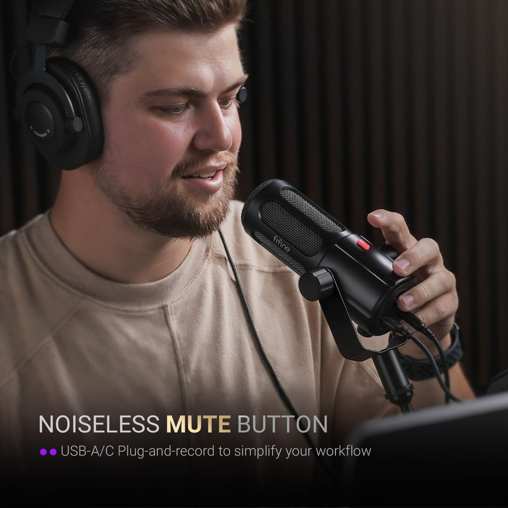 Dynamic Microphone with Boom Arm Kit, XLR/USB Podcast Mic and Stand Bundle with Mute Button H98199