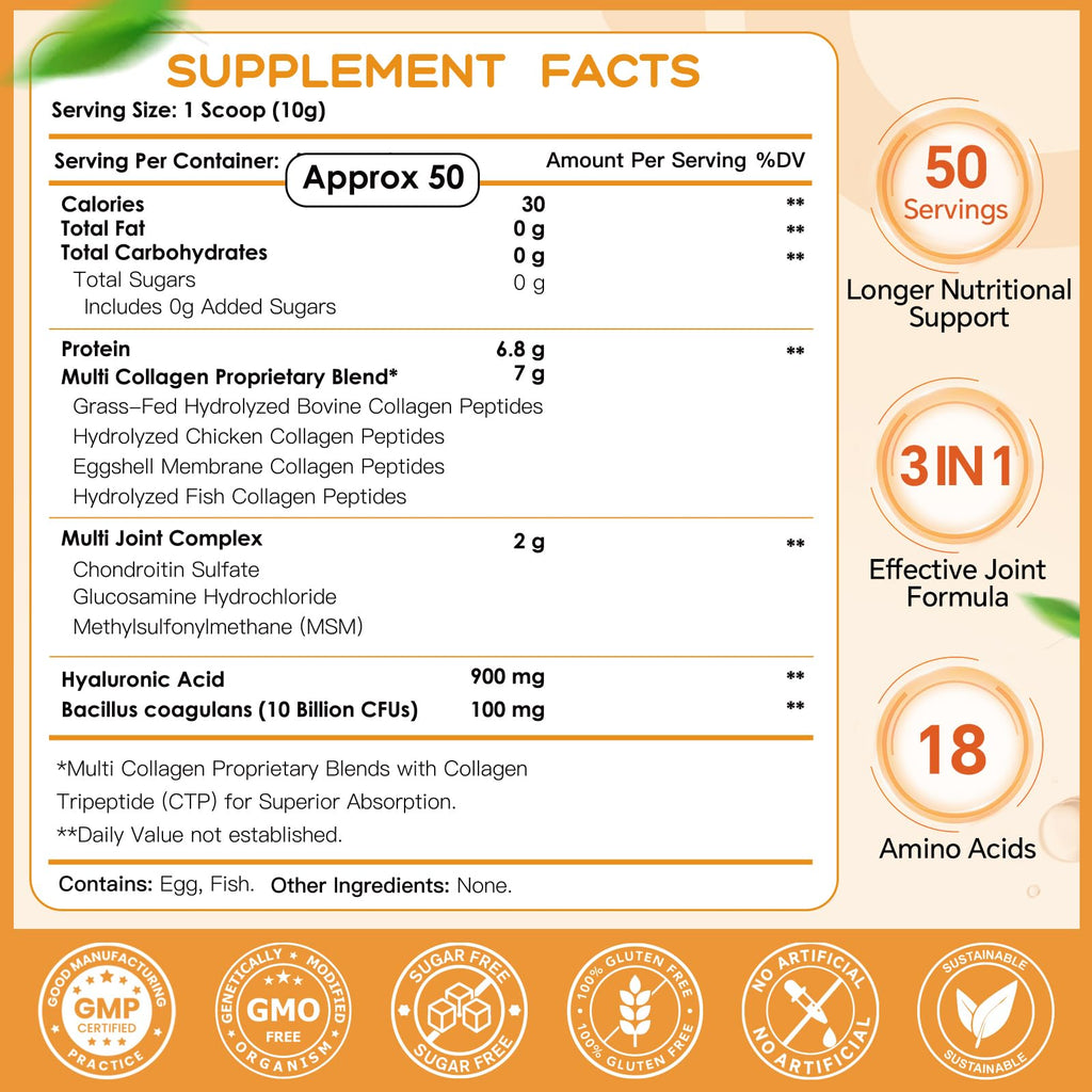 Multi Collagen Peptides Powder 50 Servings U563