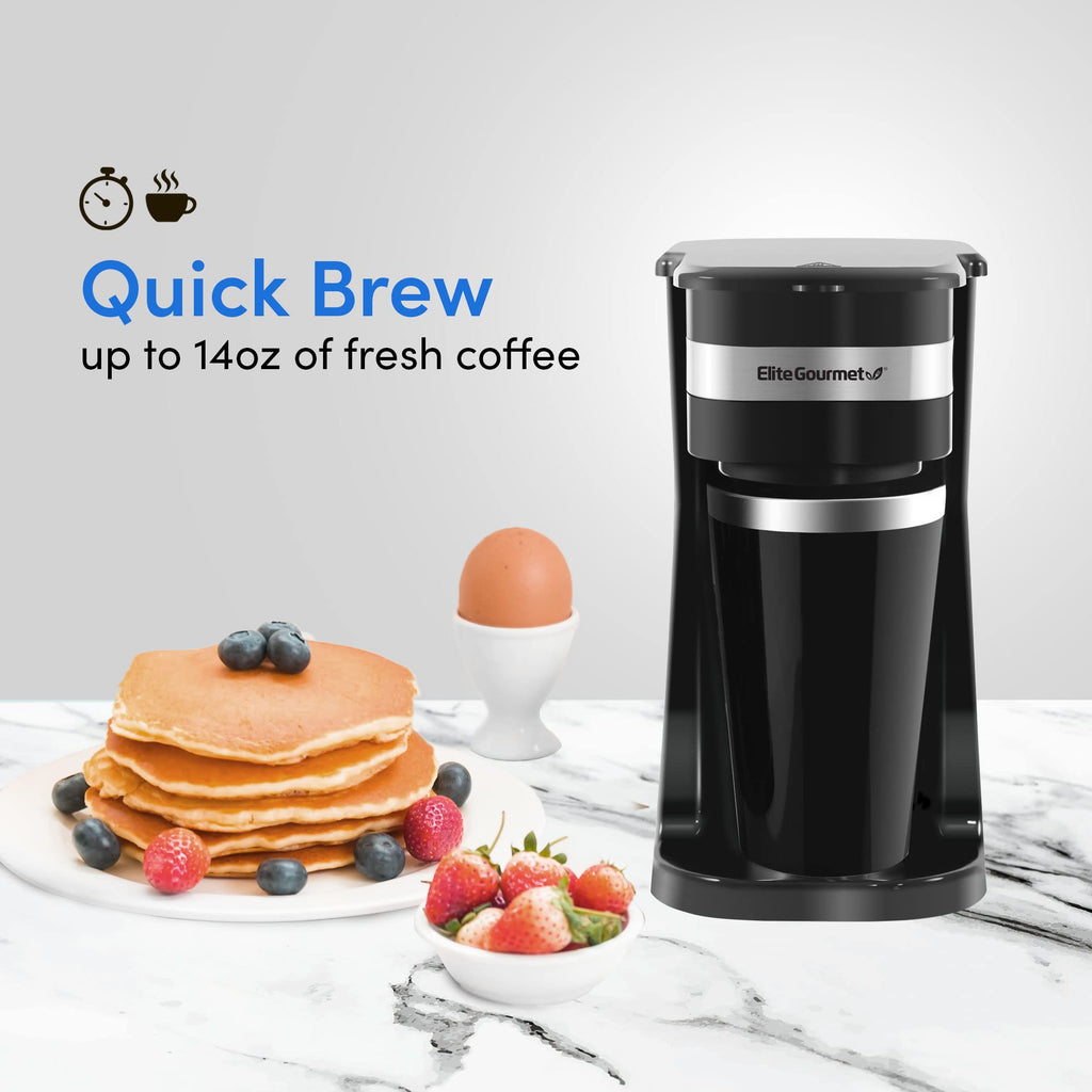 Single-Serve Coffee Maker with 14Oz Stainless Steel Travel Mug G48344