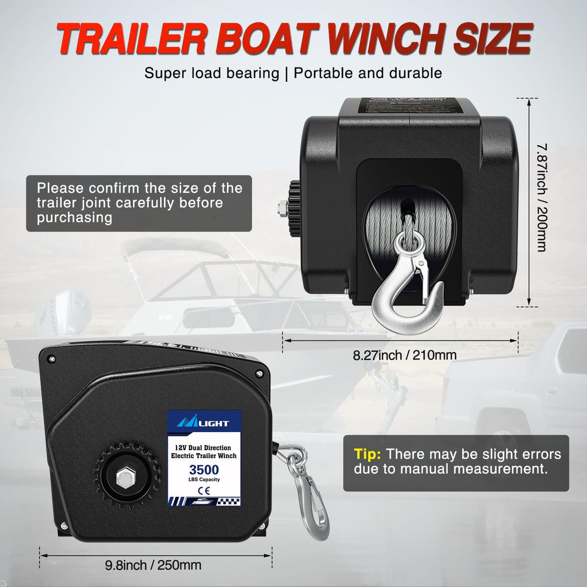 3500 lbs Portable Electric Boat Trailer Winch T41926