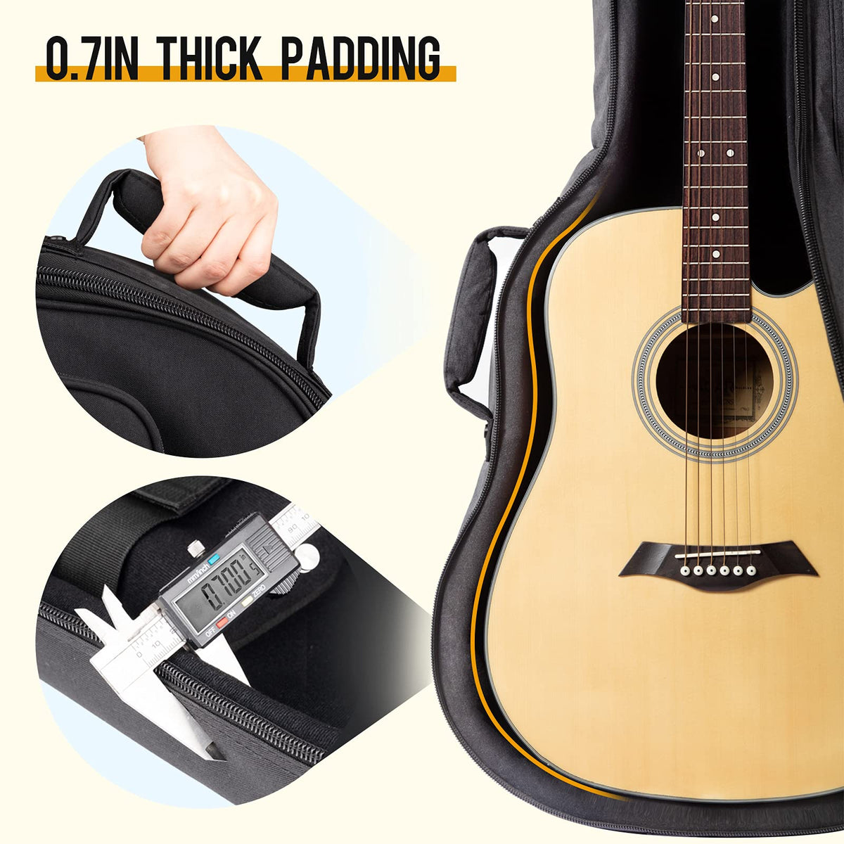 Soft Padded Acoustic Guitar Case with 5 Pockets H2313
