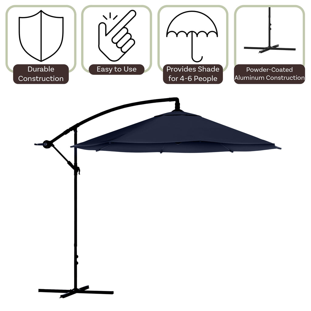 10 Ft Offset Cantilever Patio Umbrella with Cross Base B695