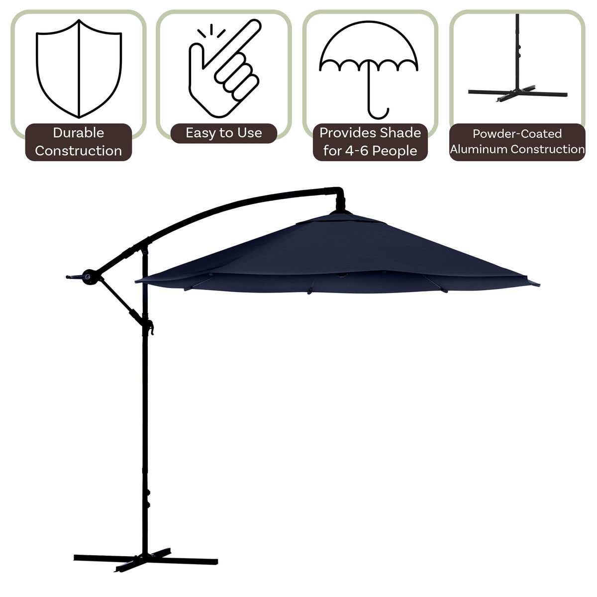10 Ft Offset Cantilever Patio Umbrella with Cross Base B695