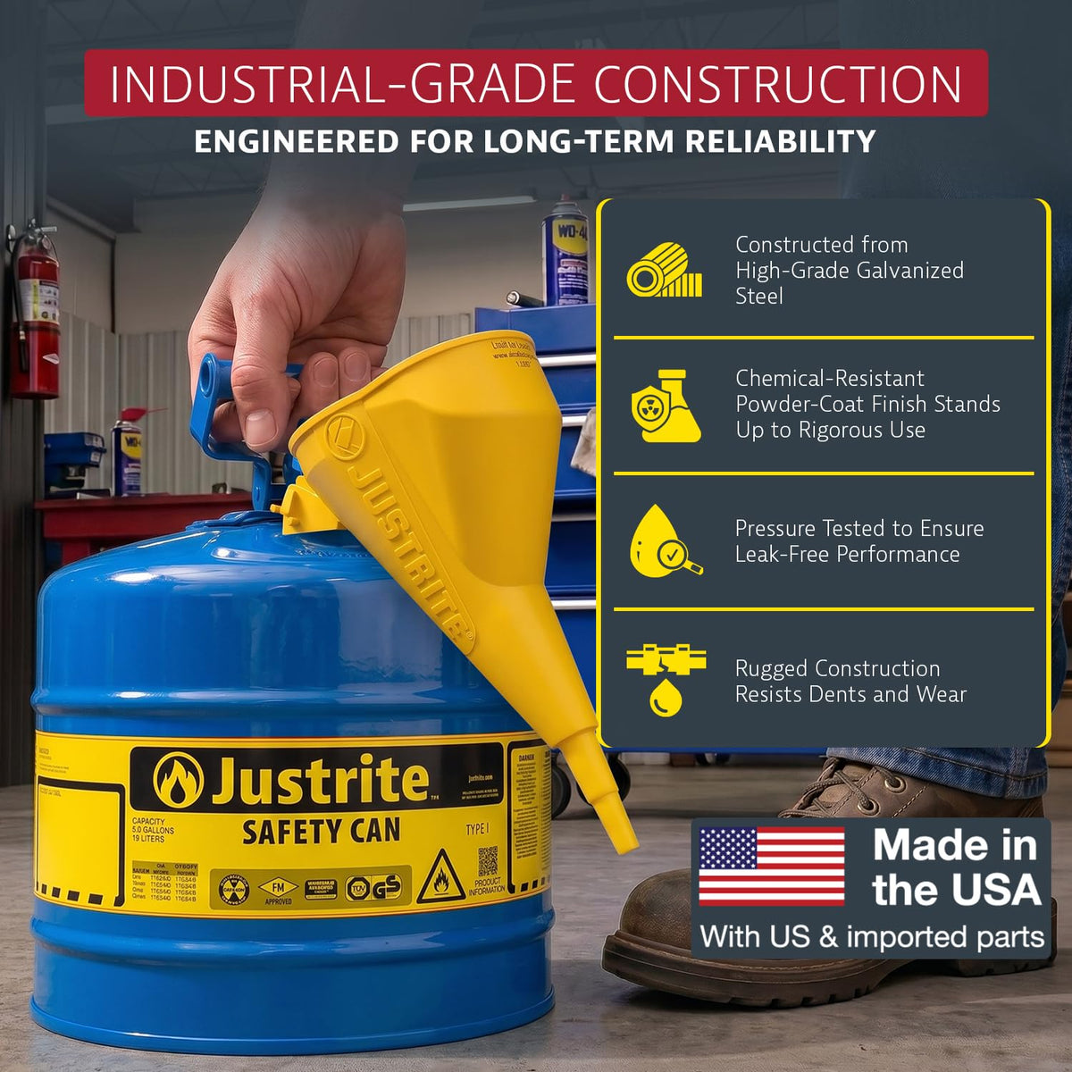 Blue Galvanized Steel Kerosene Safety Can B5029