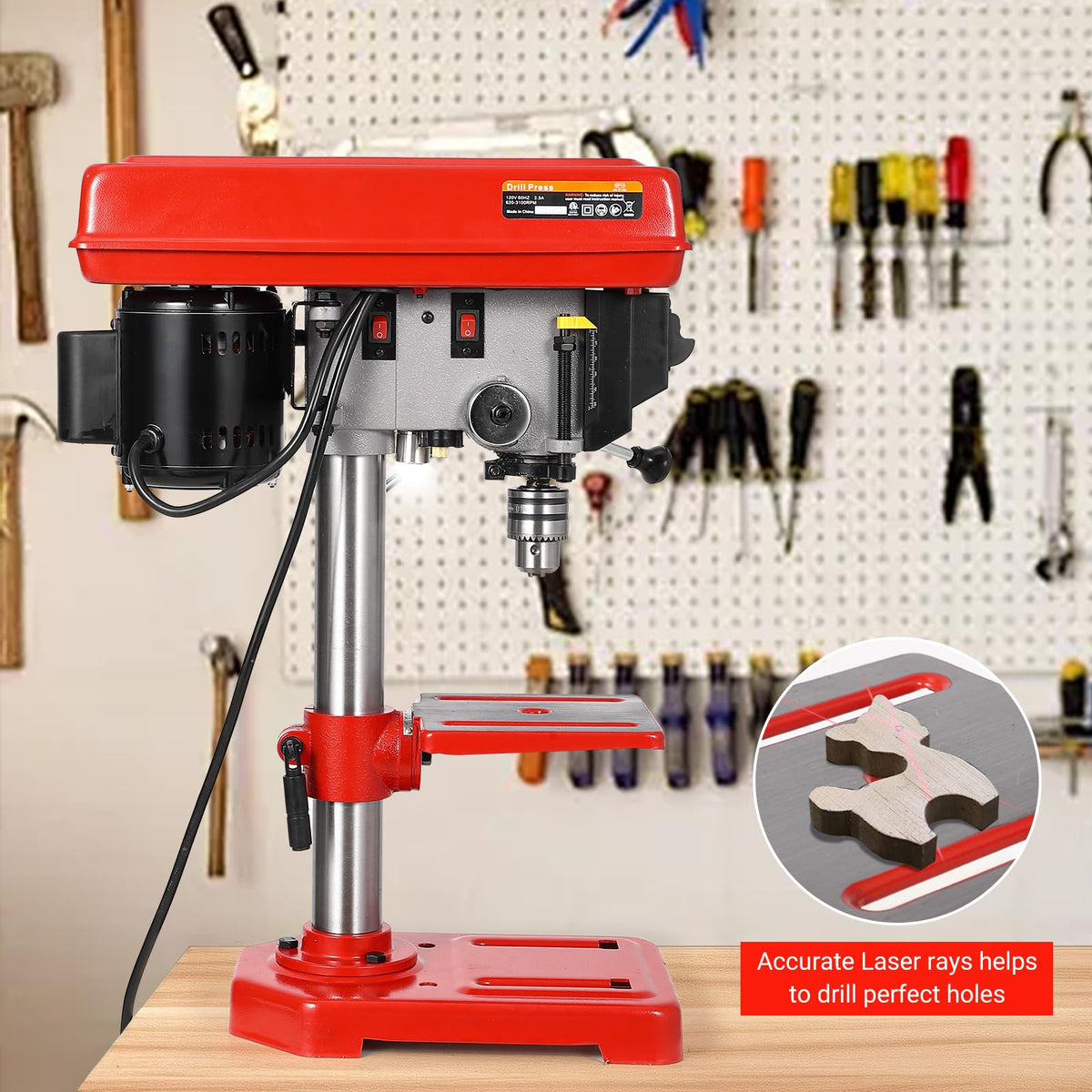 8" Benchtop Drill Press with 5 Adjustable Speeds D486