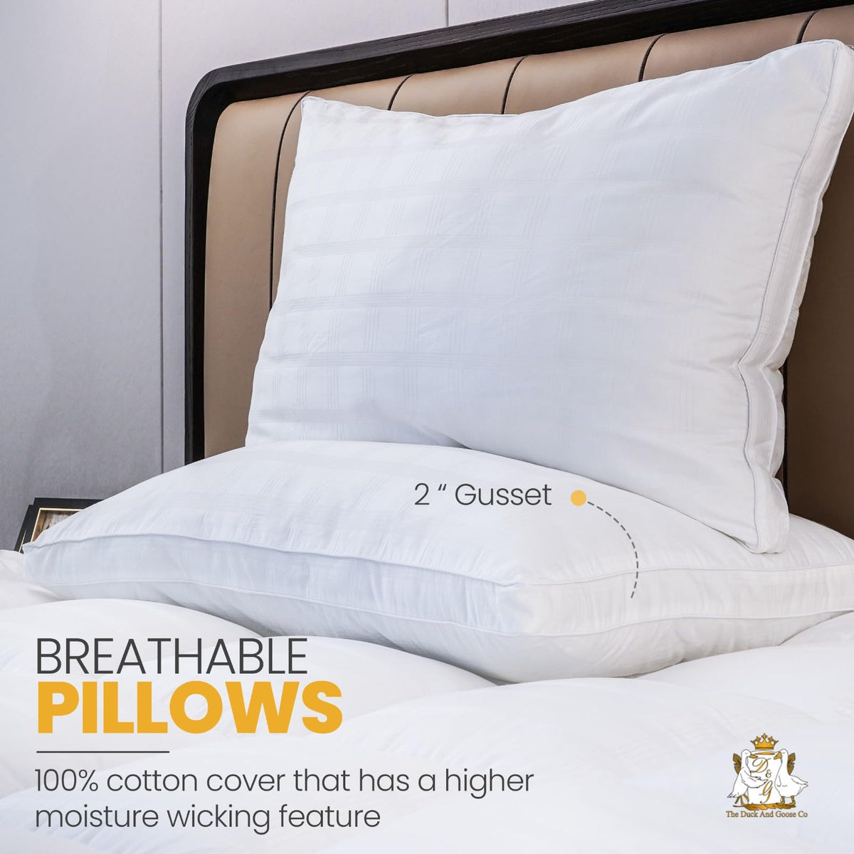 King Size Cotton Down Alternative Bed Pillows Set of 2 O717244