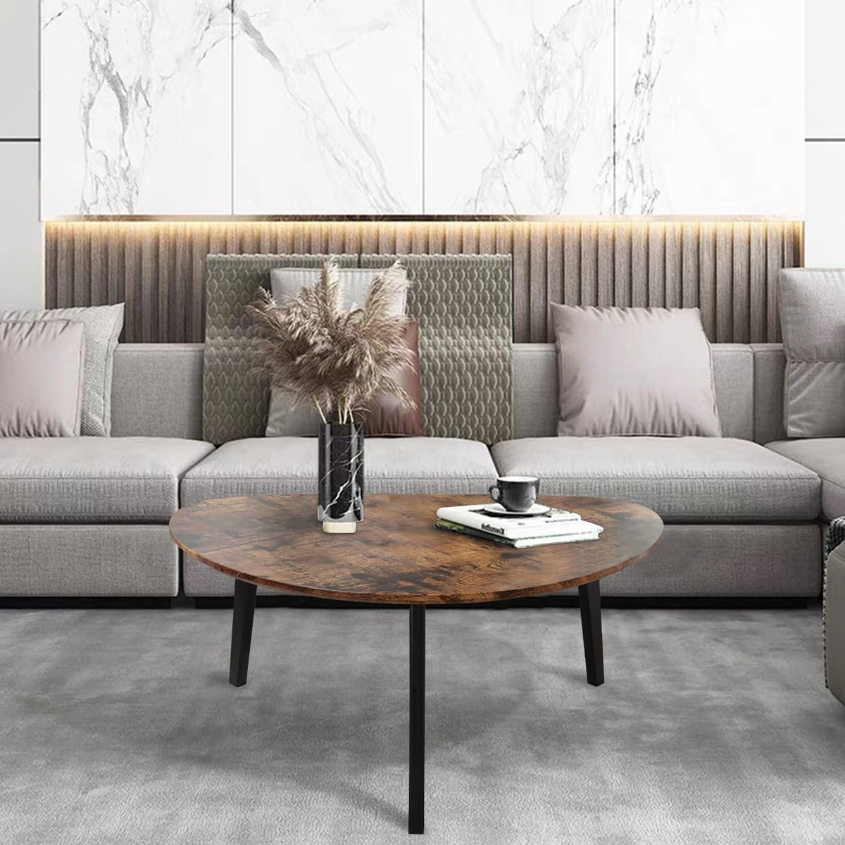 Oval Espresso Wood Coffee Table J375