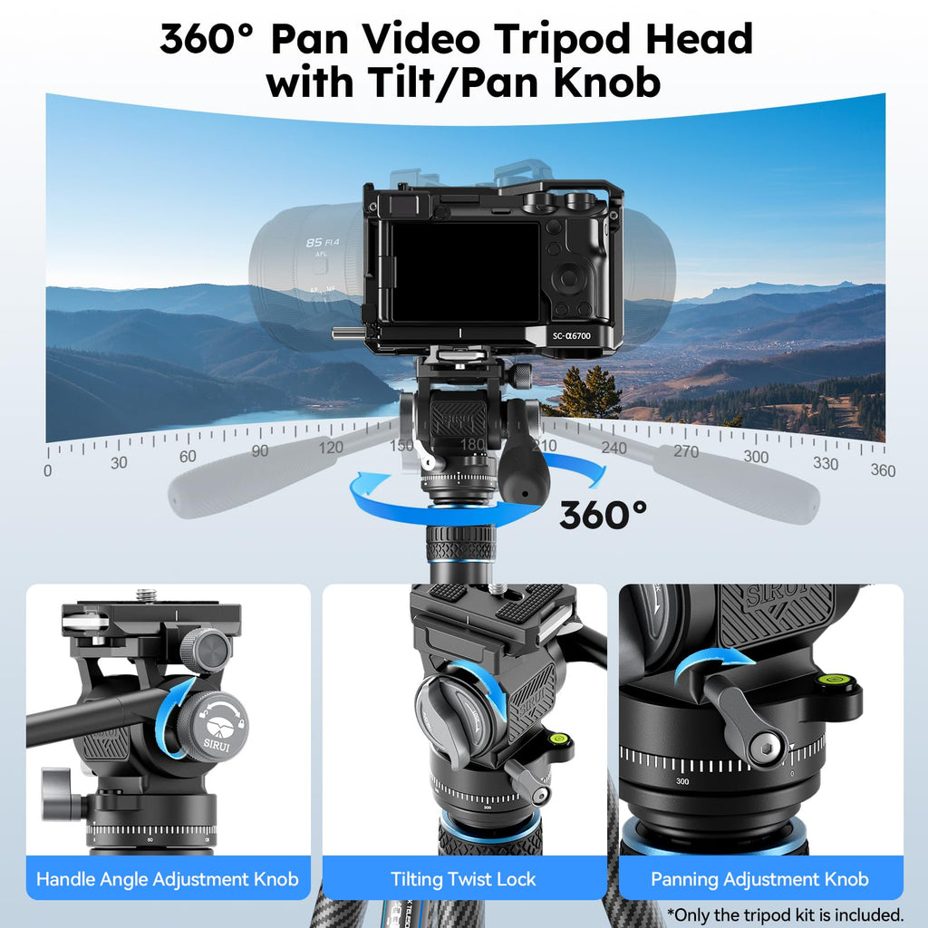 Carbon Fiber Camera Tripod with Fluid Head B994