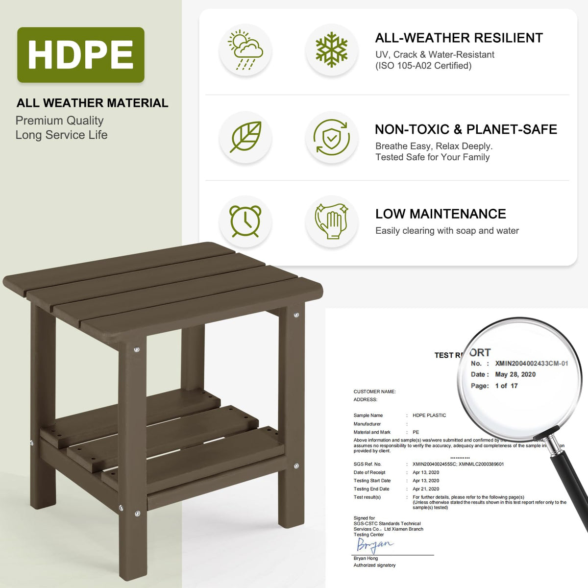 Set of 2 Dark Brown HDPE Storage Side Table T96173