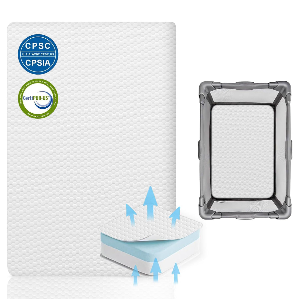 Baby Bassinet Mattress 38 x 26 Inch Gel Memory Foam B536388