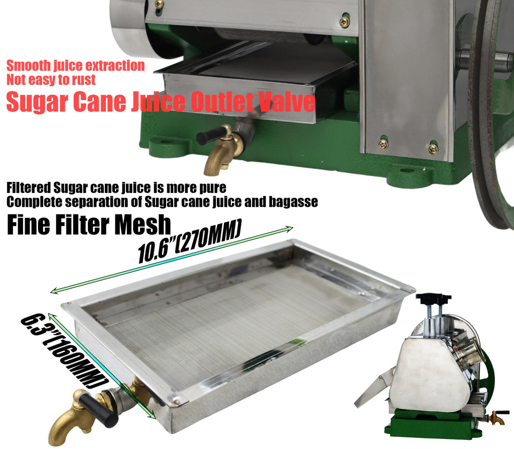 Manual Sugar Cane Juicer Machine with 2 Peeling Knives N9644