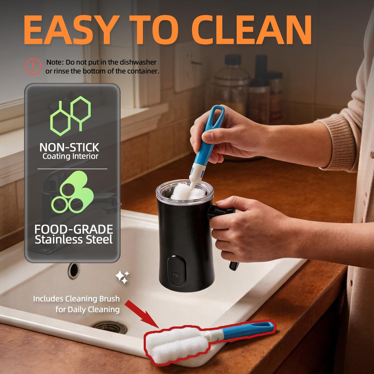 4-in-1 Electric Milk Frother and Steamer Black P982698