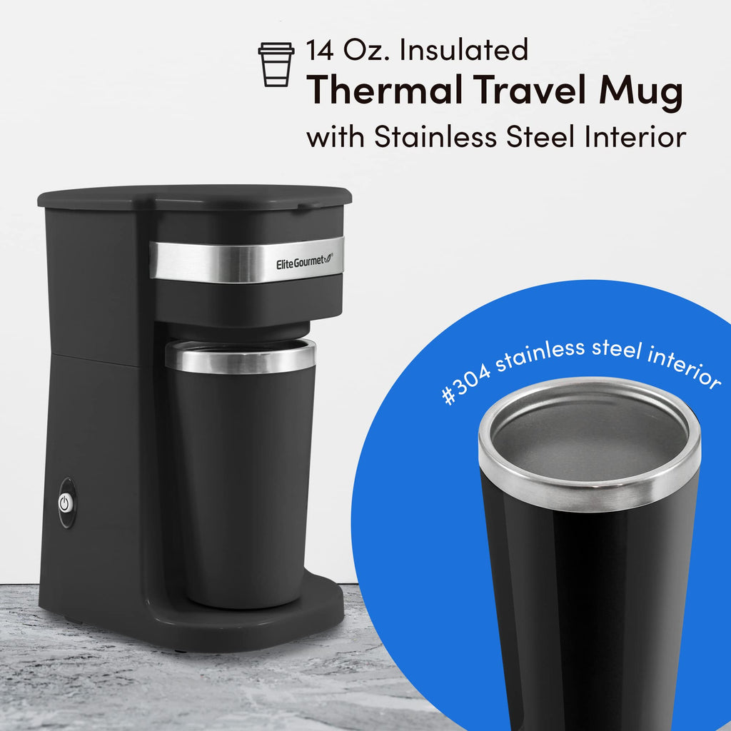 Single-Serve Coffee Maker with 14Oz Stainless Steel Travel Mug G48344
