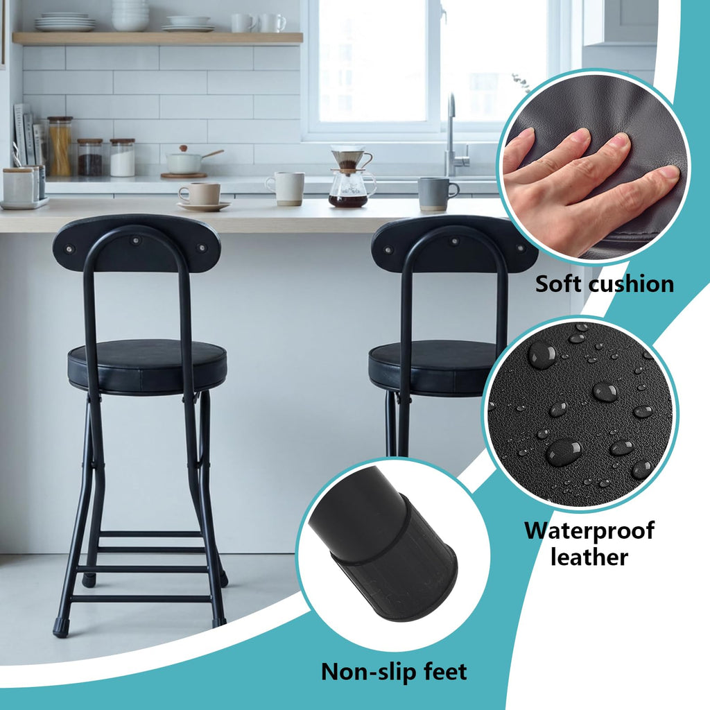 Cushioned Black Folding Stool G41413