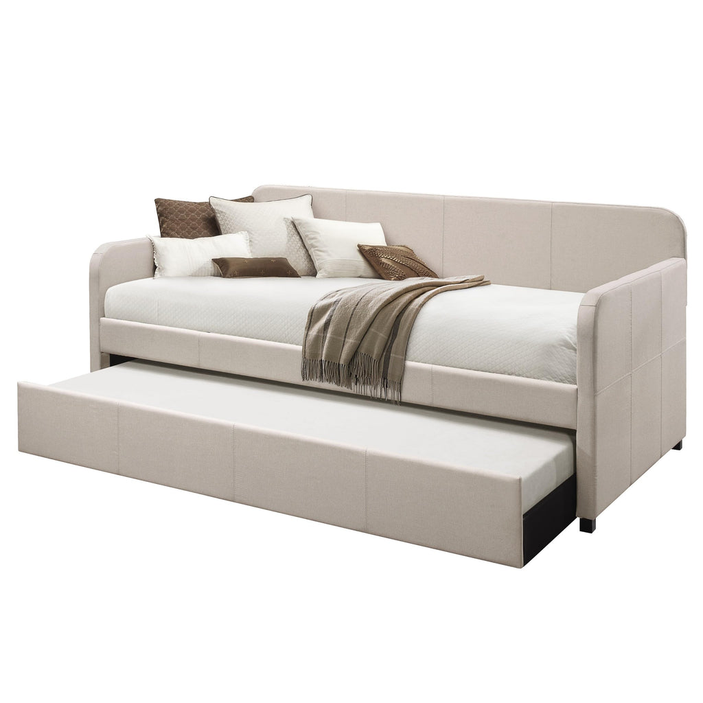 Beige Twin Daybed with Pull-Out Trundle N3984