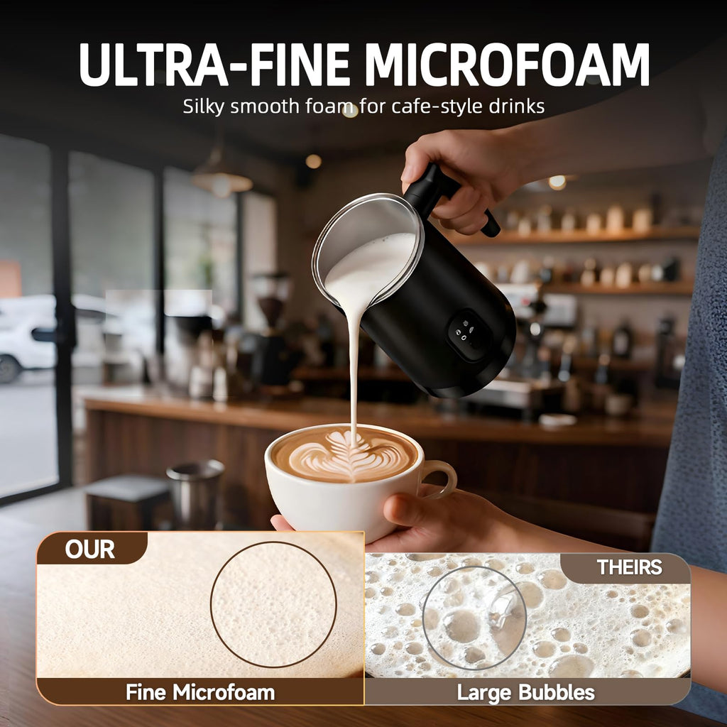 4-in-1 Electric Milk Frother and Steamer Black P982698
