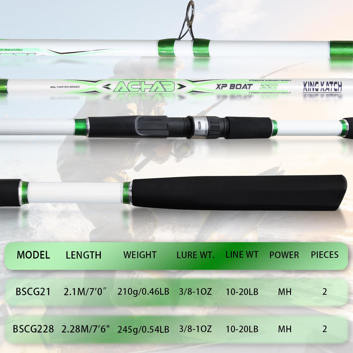 7' Medium Heavy Carbon Graphite Fiberglass Spinning Fishing Rod W796