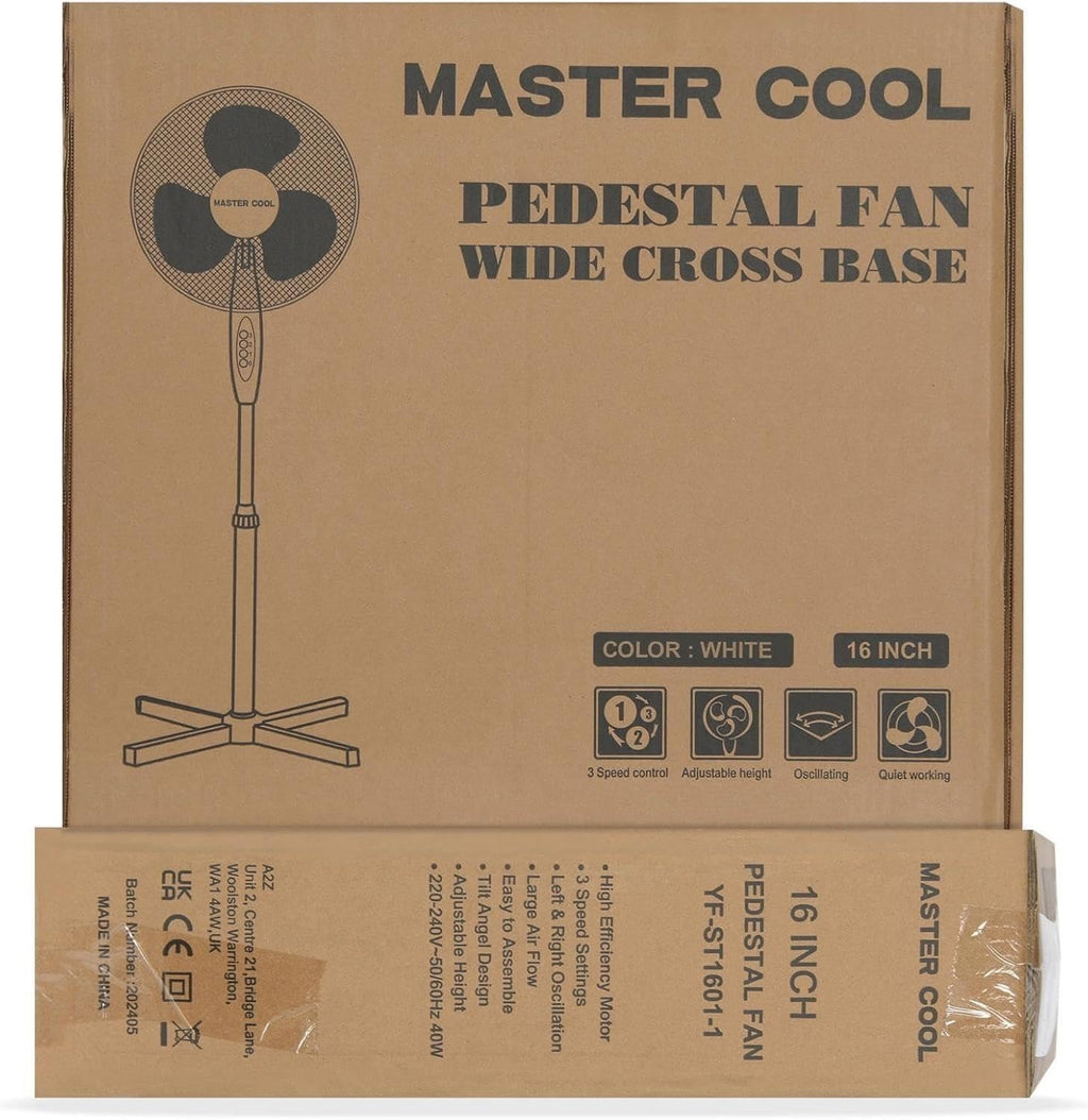 16 Inch 3-Speed Oscillating Pedestal Fan White X353202