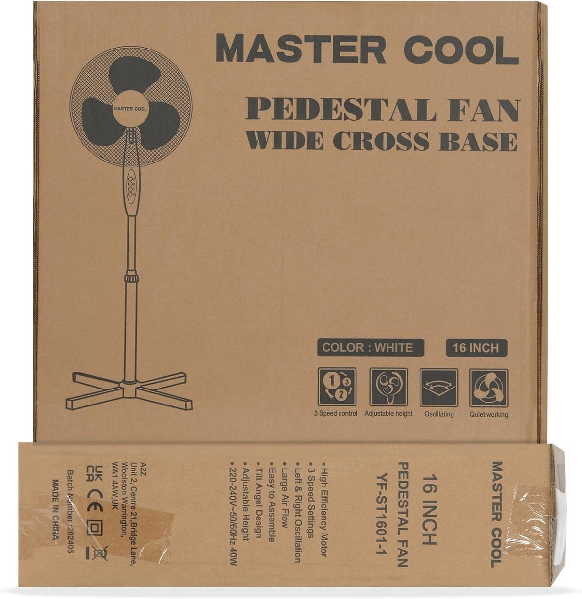 16 Inch 3-Speed Oscillating Pedestal Fan White X353202