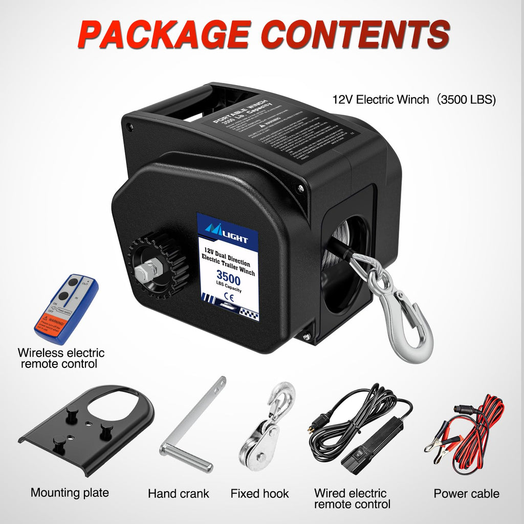 3500 lbs Portable Electric Boat Trailer Winch T41926