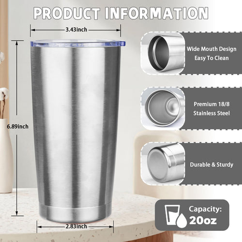 20 oz Stainless Steel Insulated Tumbler with Lids and Straws J6925
