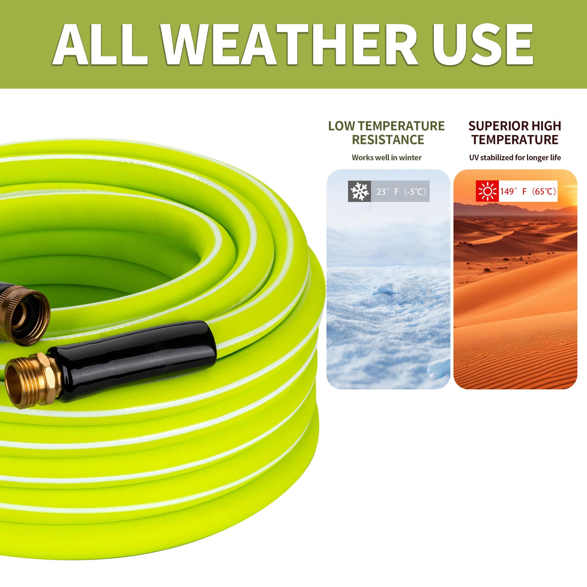 100FT x 5/8" Lightweight Hybrid Rubber Garden Hose Q109185