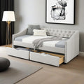 Twin Linen Upholstered Daybed with 2 Storage Drawers B650804