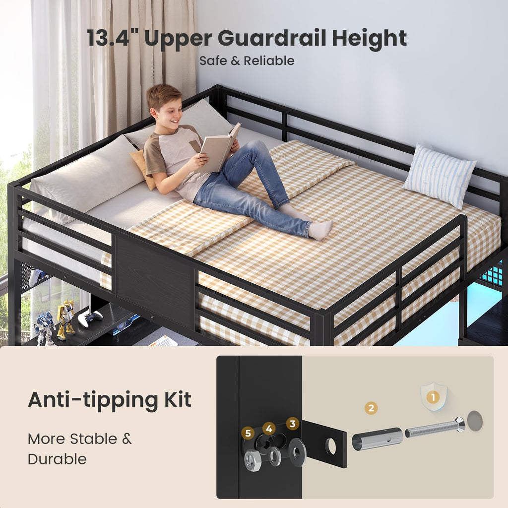 Full Size Loft Bed with Desk and Storage Stairs C91585