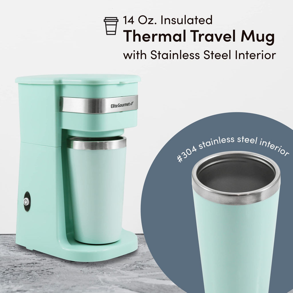 Single-Serve Coffee Maker with 14Oz Stainless Steel Travel Mug G48344