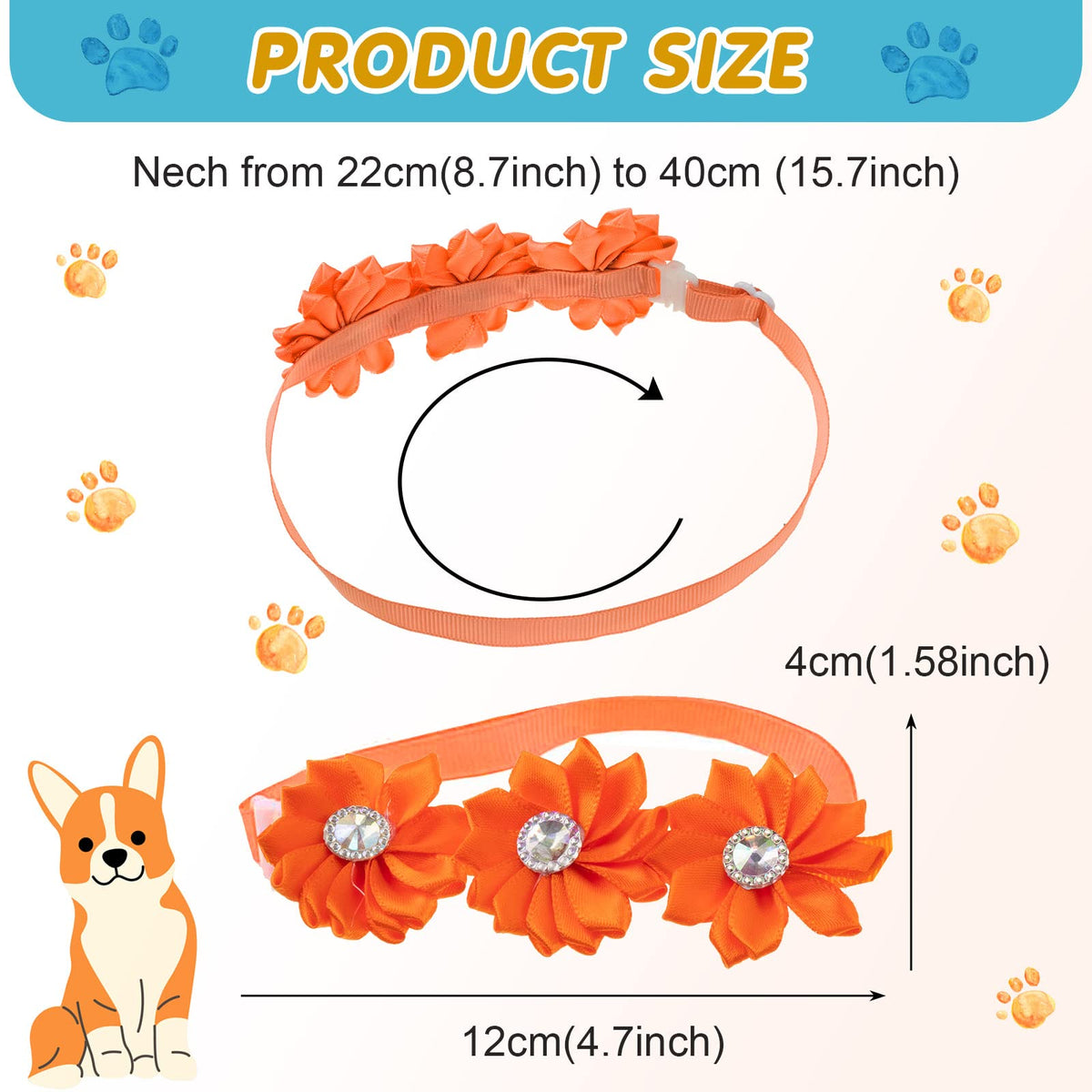 80 Pcs Dog Bowtie Flower Collar Adjustable H34400