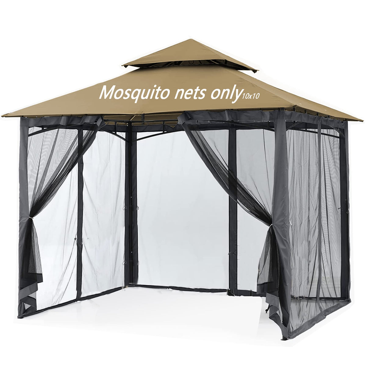 Black 10x10FT 4-Door Zipper Mosquito Netting A750