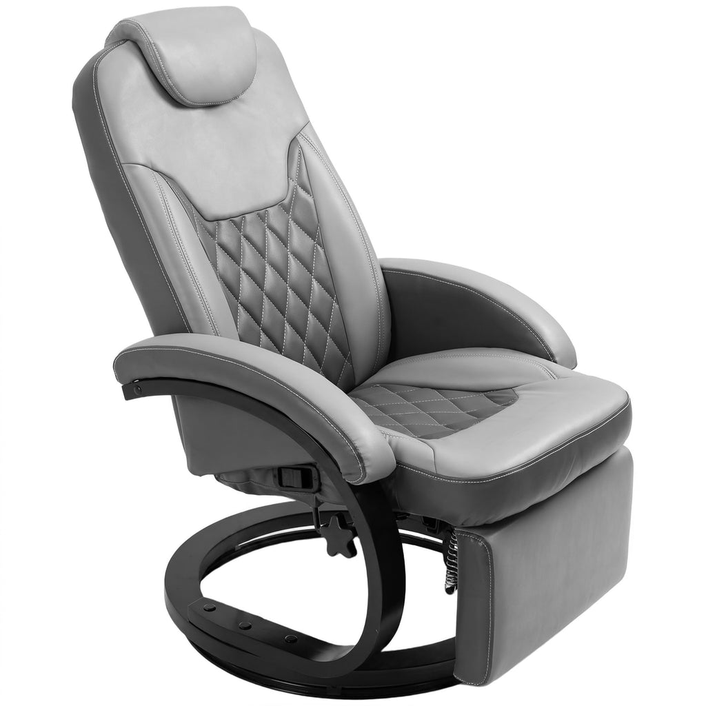 Gray Manual Recliner Chair with Footrest I914892