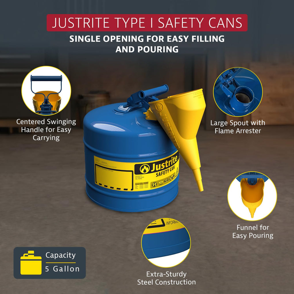 Blue Galvanized Steel Kerosene Safety Can B5029