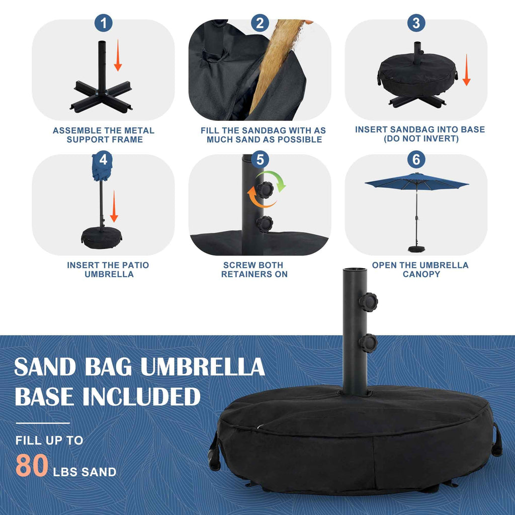 9 FT Patio Umbrella with Base A501