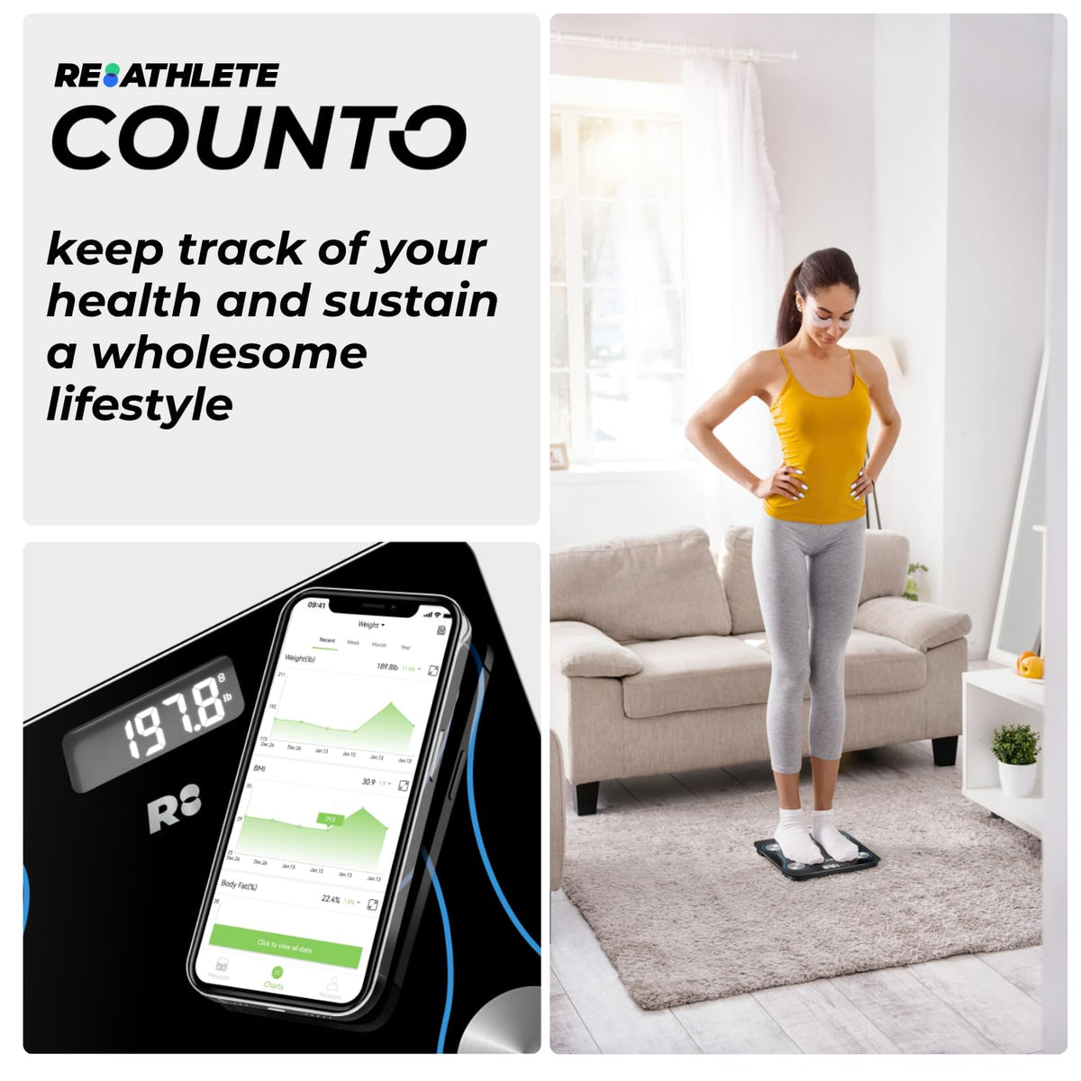 Smart Bluetooth Body Fat Measurement Scale J7043