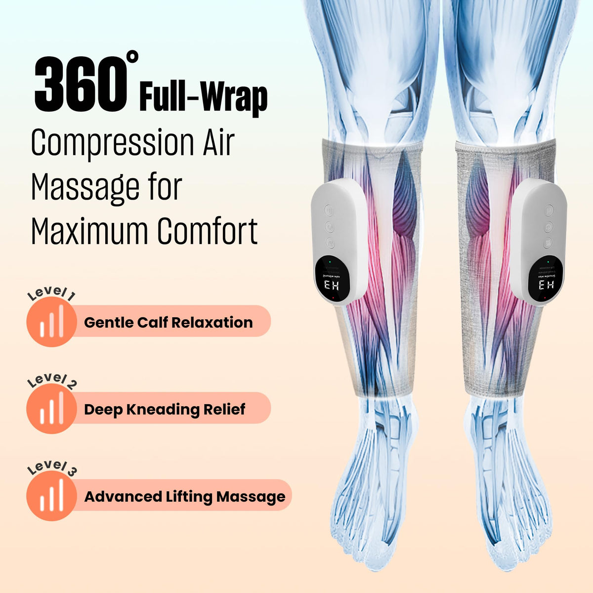 Light Gray Leg Massager with Heat and Compression X976200